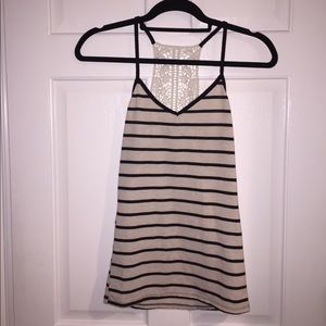 Stripped Cami W/ Lace Details